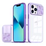 Forcell iPhone 13 Sliding Camera Θήκη με Πλαίσιο Σιλικόνης Διάφανη - Purple