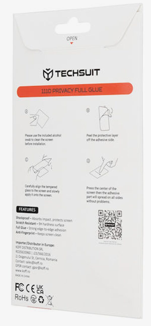 Xiaomi Redmi Note 15 Pro 5G Προστασία Οθόνης Φιμέ Techsuit 111D Privacy Full Face Tempered Glass