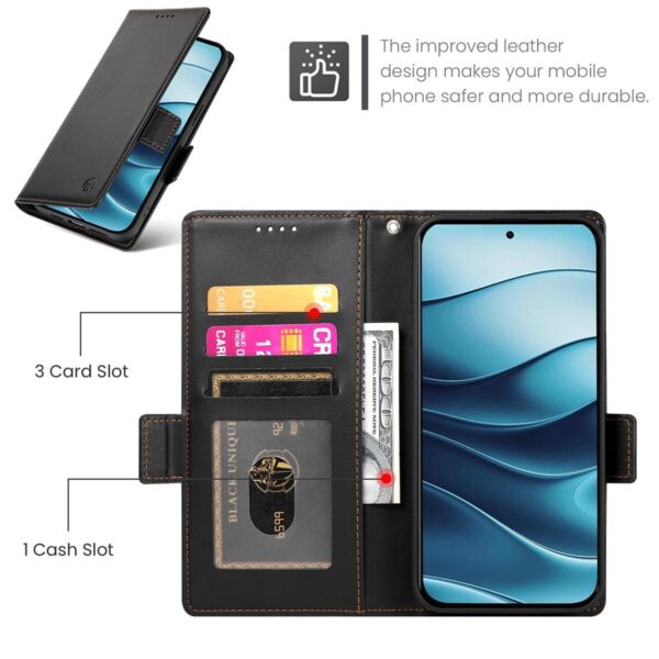 Xiaomi Redmi Note 15 Pro 4G Side Buckle Magnetic Frosted Leather Δερμάτινη Θήκη - Black