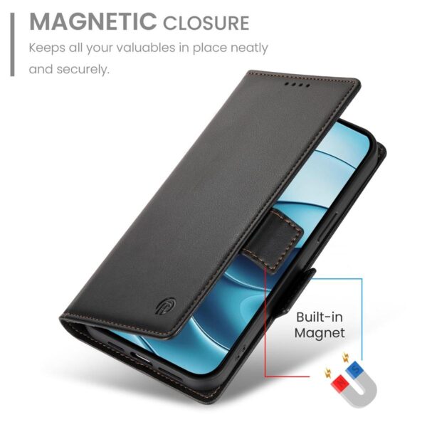 Xiaomi Redmi Note 15 Pro 4G Side Buckle Magnetic Frosted Leather Δερμάτινη Θήκη - Black