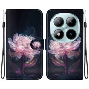 Xiaomi Redmi Note 15 Pro 5G Crystal Texture Colored Leather Purple Peony Drawing-Θήκη Βιβλίο