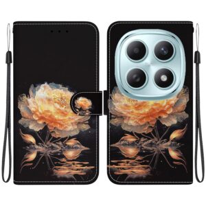 Xiaomi Redmi Note 15 4G / 5G / Poco M8 5G Crystal Texture Colored Leather Gold Peony Drawing-Θήκη Βιβλίο