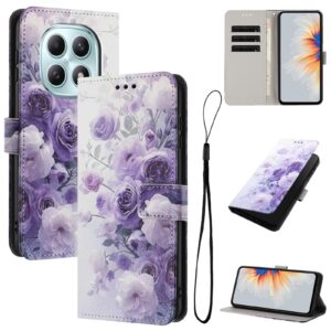 Xiaomi Redmi Note 15 5G / 4G Color Pattern Leather Purple Rose Drawing-Θήκη Βιβλίο