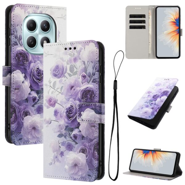 Xiaomi Redmi Note 15 5G / 4G Color Pattern Leather Purple Rose Drawing-Θήκη Βιβλίο
