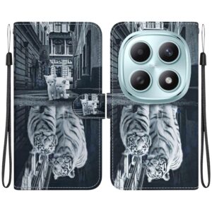 Xiaomi Redmi Note 15 4G / 5G / Poco M8 5G Crystal Texture Colored Leather Cat Tiger Reflection Drawing-Θήκη Βιβλίο