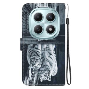 Xiaomi Redmi Note 15 4G / 5G / Poco M8 5G Crystal Texture Colored Leather Cat Tiger Reflection Drawing-Θήκη Βιβλίο