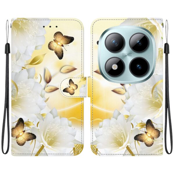 Xiaomi Redmi Note 15 Pro 5G Crystal Texture Colored Leather Gold Butterfly Epiphyllum Drawing-Θήκη Βιβλίο