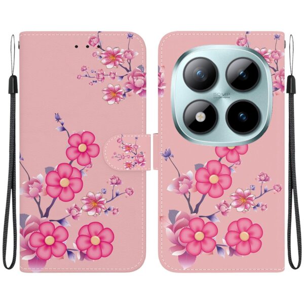 Xiaomi Redmi Note 15 Pro 5G Crystal Texture Colored Leather Cherry Blossoms Drawing-Θήκη Βιβλίο