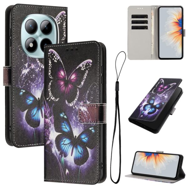 Xiaomi Redmi Note 15 Pro+ 5G Color Pattern Leather Two Butterflies Drawing-Θήκη Βιβλίο