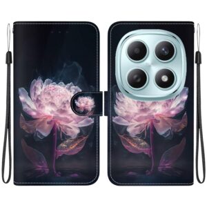 Xiaomi Redmi Note 15 4G /5G / Poco M8 5G Crystal Texture Colored Leather Purple Peony Drawing-Θήκη Βιβλίο