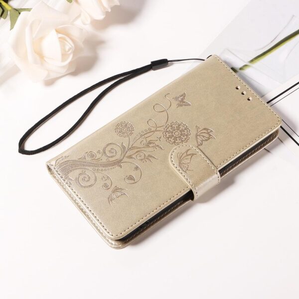 Xiaomi Redmi Note 15 Pro 4G Embossed Butterfly Flowers Leather Gold-Θήκη Βιβλίο