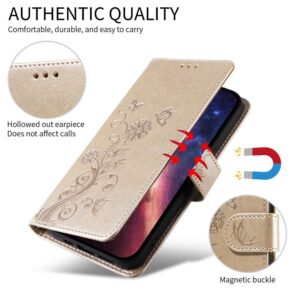 Xiaomi Redmi Note 15 Pro 4G Embossed Butterfly Flowers Leather Gold-Θήκη Βιβλίο