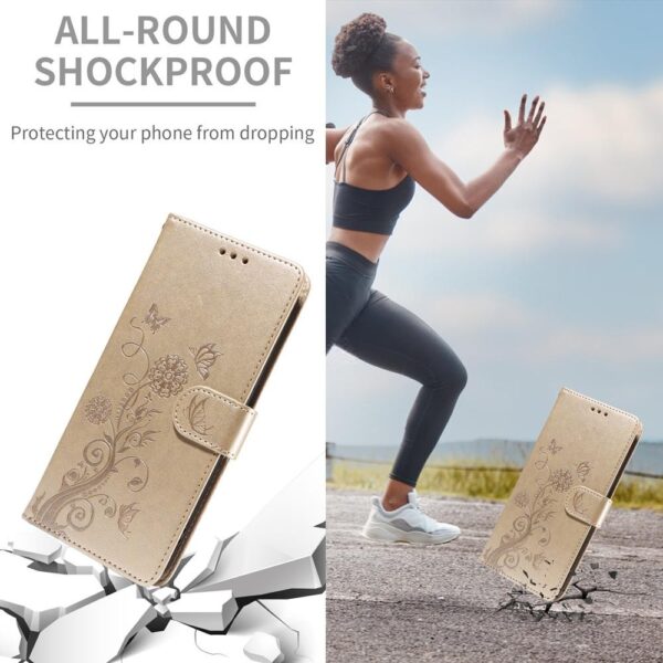 Xiaomi Redmi Note 15 Pro 4G Embossed Butterfly Flowers Leather Gold-Θήκη Βιβλίο