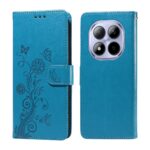 Xiaomi Redmi Note 15 Pro 4G Embossed Butterfly Flowers Leather Blue-Θήκη Βιβλίο