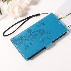 Xiaomi Redmi Note 15 Pro 4G Embossed Butterfly Flowers Leather Blue-Θήκη Βιβλίο