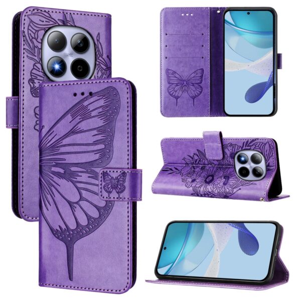 Xiaomi Redmi Note 15 Pro 5G Embossed Butterfly Leather Light Purple-Θήκη Βιβλίο