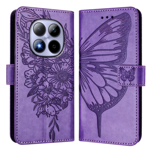 Xiaomi Redmi Note 15 Pro 5G Embossed Butterfly Leather Light Purple-Θήκη Βιβλίο