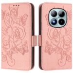 Xiaomi Redmi Note 15 Pro+ 5G Embossed Rose RFID Anti-theft Leather Pink-Θήκη Βιβλίο