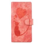 Xiaomi Redmi Note 15 4G / 5G Pen Heart Cat Embossed Leather Orange-Θήκη Βιβλίο