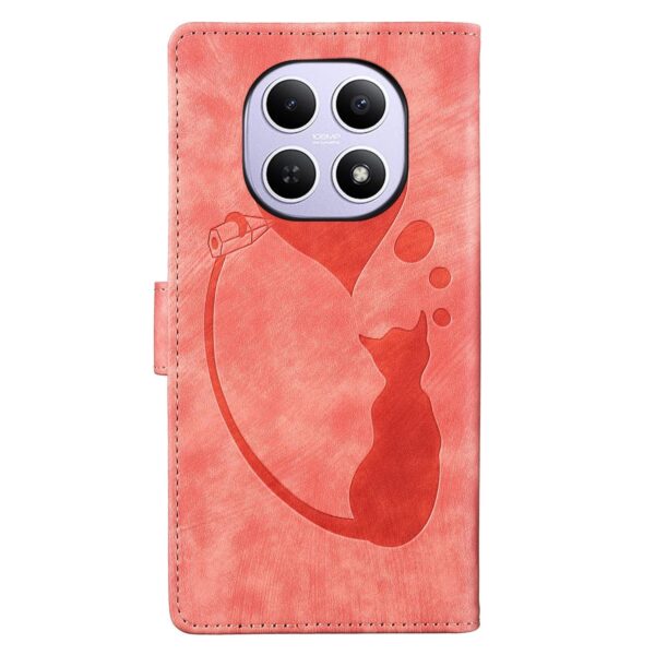 Xiaomi Redmi Note 15 4G / 5G Pen Heart Cat Embossed Leather Orange-Θήκη Βιβλίο