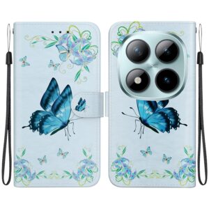 Xiaomi Redmi Note 15 Pro 5G Crystal Texture Colored Leather Blue Pansies Drawing-Θήκη Βιβλίο