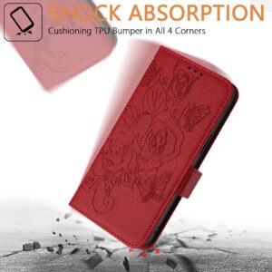 Xiaomi Redmi Note 15 4G / 5G Embossed Rose RFID Anti-theft Leather Red-Θήκη Βιβλίο