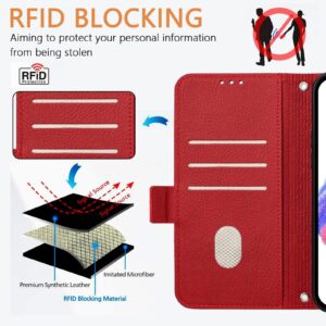 Xiaomi Redmi Note 15 4G / 5G Embossed Rose RFID Anti-theft Leather Red-Θήκη Βιβλίο