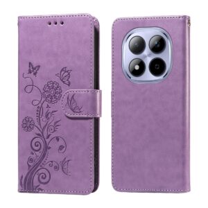 Xiaomi Redmi Note 15 Pro 4G Embossed Butterfly Flowers Leather Purple-Θήκη Βιβλίο