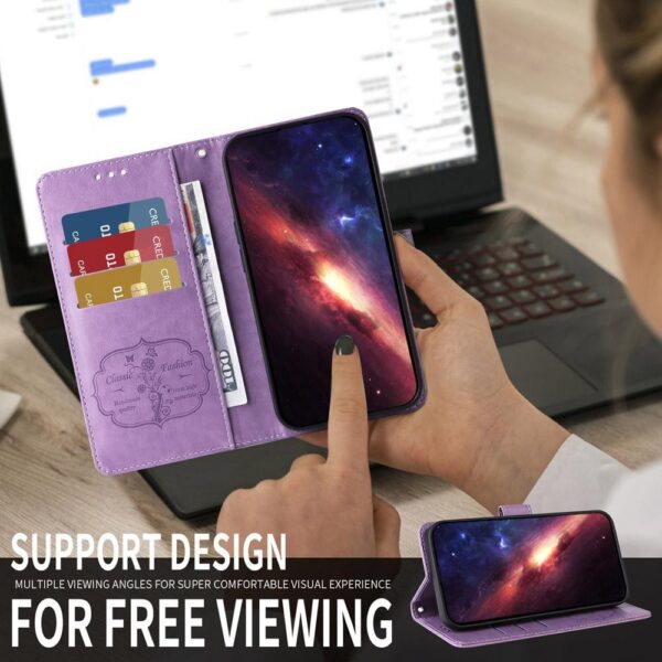 Xiaomi Redmi Note 15 Pro 4G Embossed Butterfly Flowers Leather Purple-Θήκη Βιβλίο