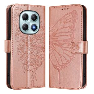 Xiaomi Redmi Note 15 4G / 5G Embossed Butterfly Leather Rose Gold-Θήκη Βιβλίο