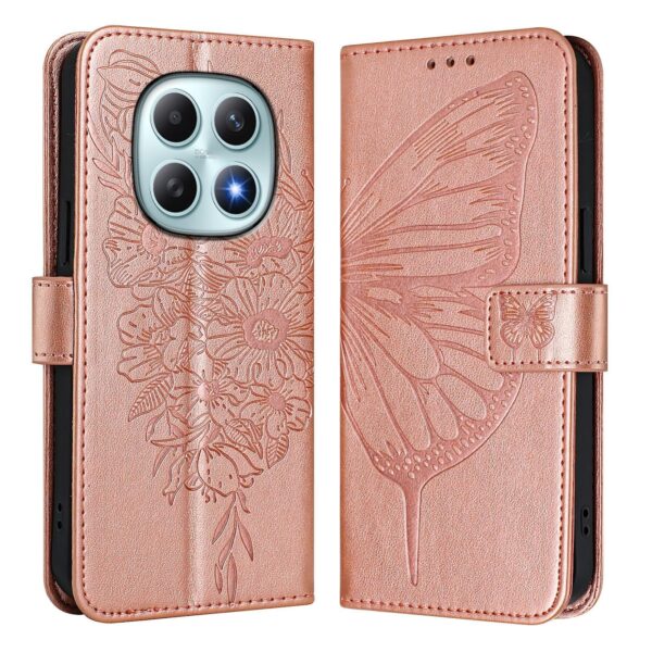 Xiaomi Redmi Note 15 4G / 5G Embossed Butterfly Leather Rose Gold-Θήκη Βιβλίο