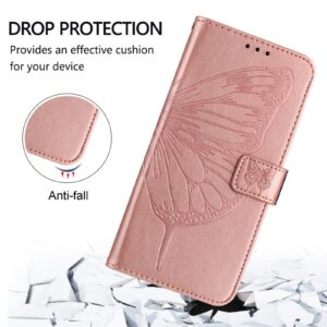 Xiaomi Redmi Note 15 4G / 5G Embossed Butterfly Leather Rose Gold-Θήκη Βιβλίο