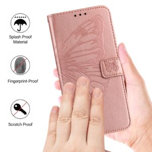 Xiaomi Redmi Note 15 4G / 5G Embossed Butterfly Leather Rose Gold-Θήκη Βιβλίο