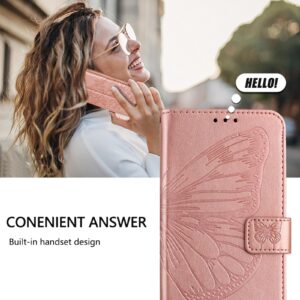 Xiaomi Redmi Note 15 4G / 5G Embossed Butterfly Leather Rose Gold-Θήκη Βιβλίο