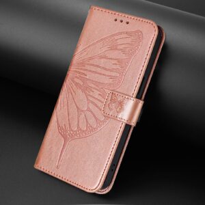 Xiaomi Redmi Note 15 4G / 5G Embossed Butterfly Leather Rose Gold-Θήκη Βιβλίο