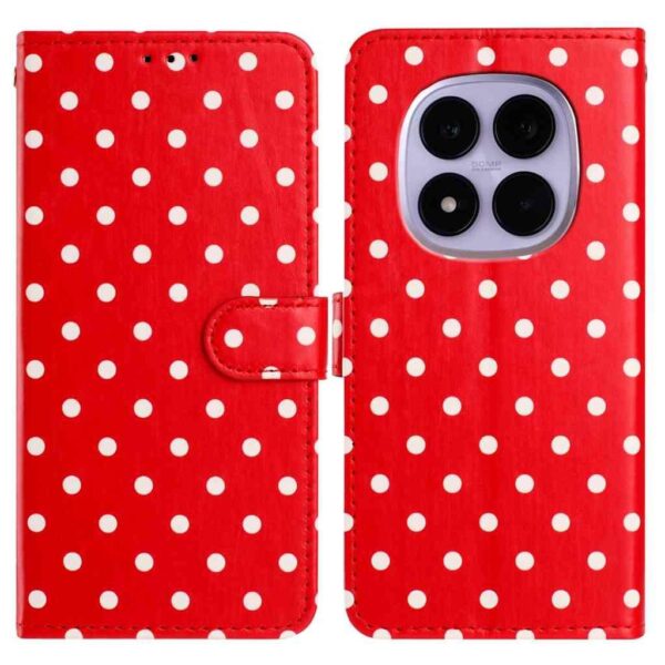 Xiaomi Redmi Note 15 4G / 5G Small Dots Pattern Vegan Leather Red-Θήκη Βιβλίο