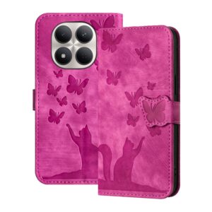 Xiaomi Redmi Note 15 Pro+ 5G Butterfly Cat Embossing Flip Leather Pink-Θήκη Βιβλίο