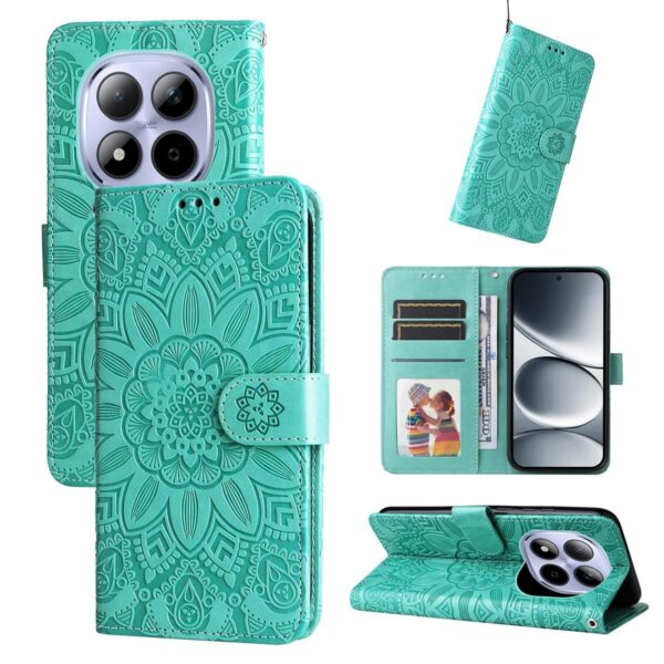 Xiaomi Redmi Note 15 Pro 4G Embossed Sunflower Leather Green-Θήκη Βιβλίο