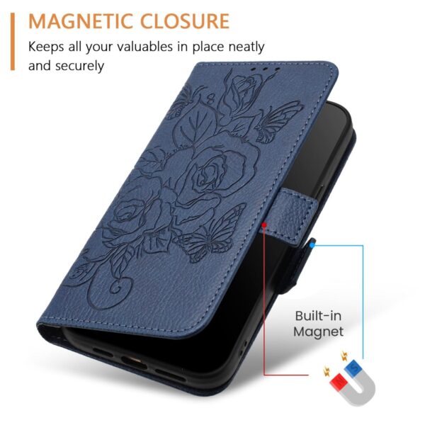 Xiaomi Redmi Note 15 Pro 5G Embossed Rose RFID Anti-theft Leather Dark Blue-Θήκη Βιβλίο