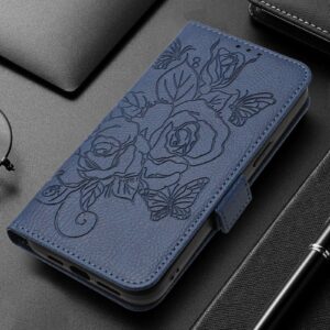 Xiaomi Redmi Note 15 Pro 5G Embossed Rose RFID Anti-theft Leather Dark Blue-Θήκη Βιβλίο