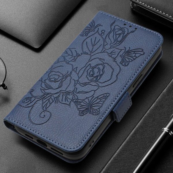 Xiaomi Redmi Note 15 Pro 5G Embossed Rose RFID Anti-theft Leather Dark Blue-Θήκη Βιβλίο