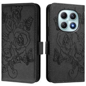 Xiaomi Redmi Note 15 4G / 5G Embossed Rose RFID Anti-theft Leather-Θήκη Βιβλίο(Black)