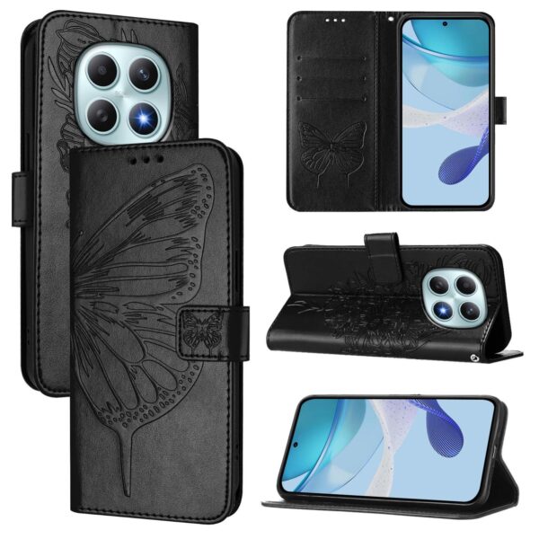 Xiaomi Redmi Note 15 4G / 5G Embossed Butterfly Leather Black-Θήκη Βιβλίο