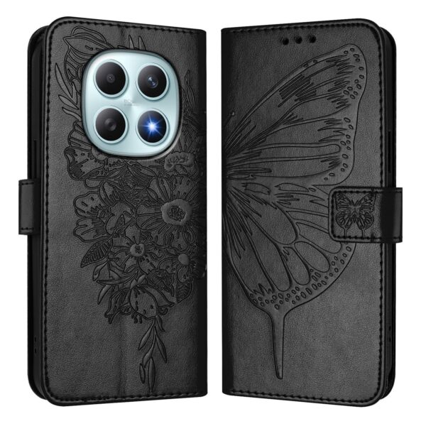 Xiaomi Redmi Note 15 4G / 5G Embossed Butterfly Leather Black-Θήκη Βιβλίο