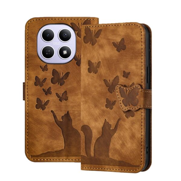 Xiaomi Redmi Note 15 4G / 5G Butterfly Cat Embossing Flip Leather Brown-Θήκη Βιβλίο