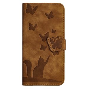 Xiaomi Redmi Note 15 4G / 5G Butterfly Cat Embossing Flip Leather Brown-Θήκη Βιβλίο