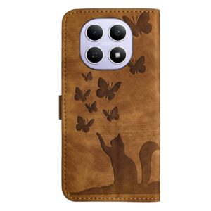 Xiaomi Redmi Note 15 4G / 5G Butterfly Cat Embossing Flip Leather Brown-Θήκη Βιβλίο