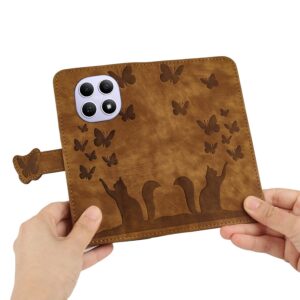 Xiaomi Redmi Note 15 4G / 5G Butterfly Cat Embossing Flip Leather Brown-Θήκη Βιβλίο