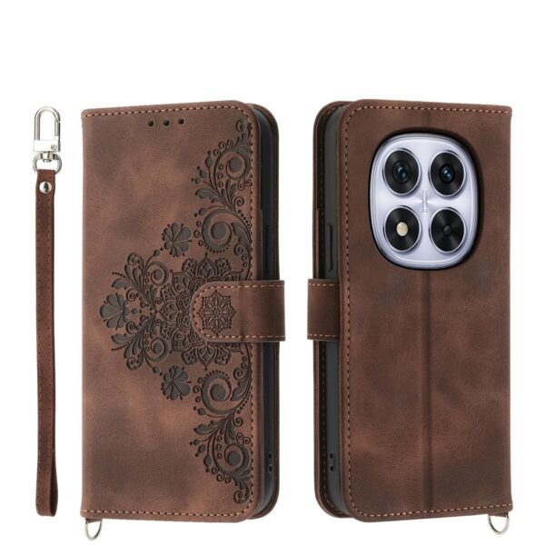 Xiaomi Redmi Note 15 Pro 4G Skin Feel Flowers Embossed Wallet Leather Brown-Θήκη Βιβλίο