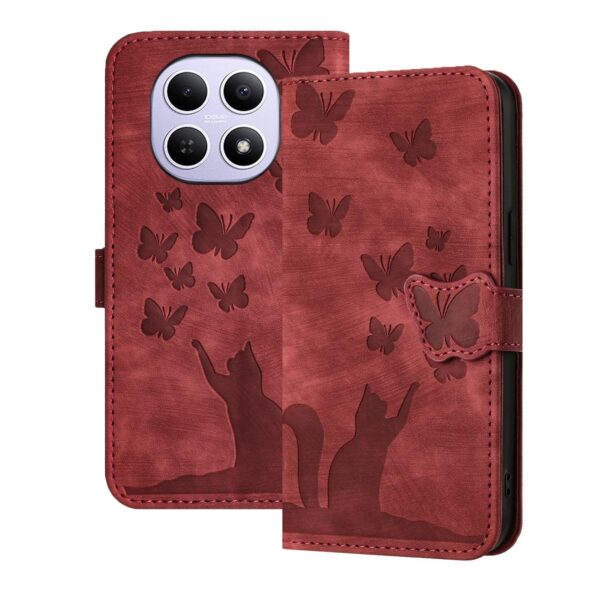 Xiaomi Redmi Note 15 4G / 5G Butterfly Cat Embossing Flip Leather Red-Θήκη Βιβλίο